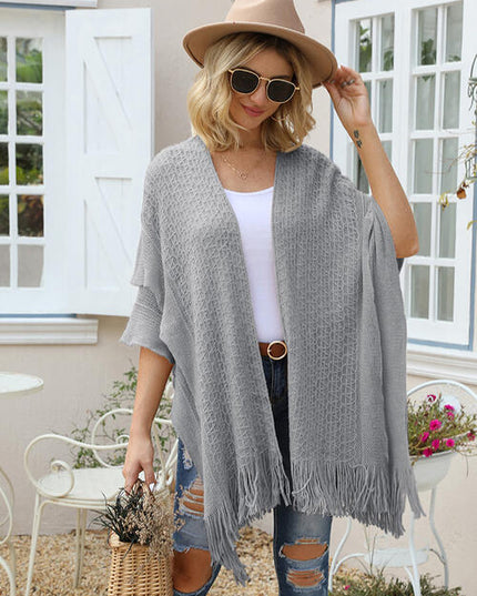 Fringe Hem Open Front Cardigan