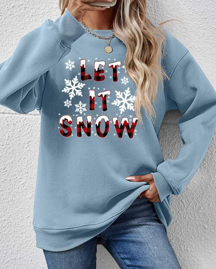 LET IT SNOW Round Neck Long Sleeve Sweatshirt