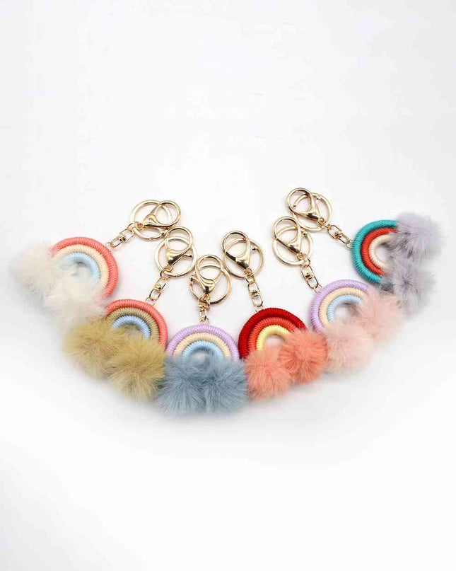 Assorted 4-Pack Rainbow Pom Pom Keychain