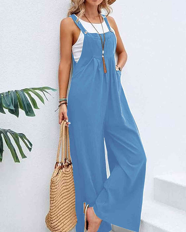 Full Size Wide Leg Overalls with Pockets