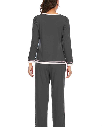 V-Neck Top and Pants Lounge Set