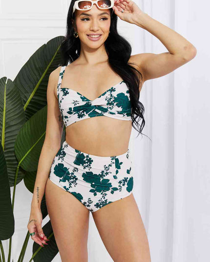 Marina West Swim Take A Dip Twist High-Rise Bikini in Forest