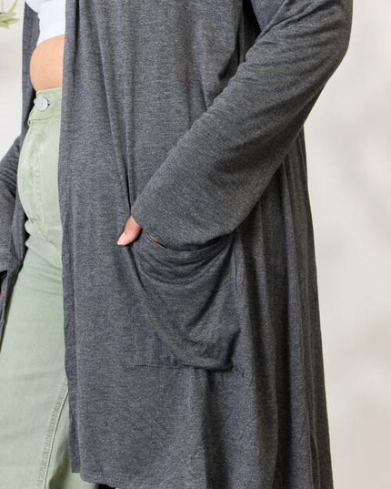 Celeste Full Size Open Front Cardigan with Pockets
