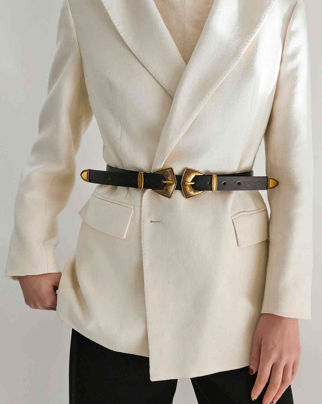 Double Buckle PU Leather Belt
