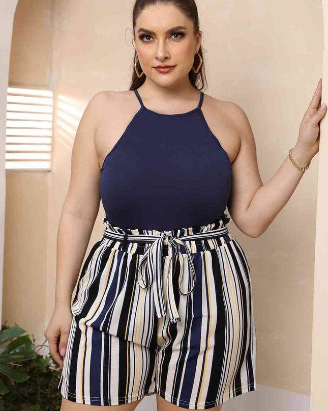 Plus Size Halter Neck Spaghetti Strap Bodysuit