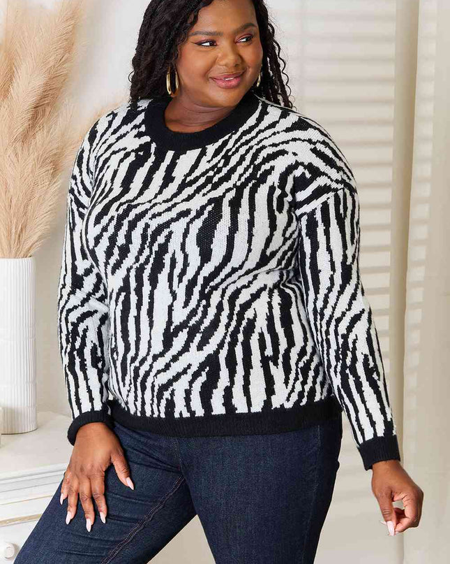 Heimish Full Size Zebra Print Sweater