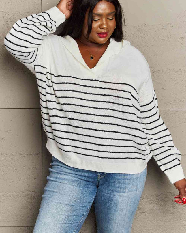 Sew In Love Make Me Smile Striped Oversized Knit Top