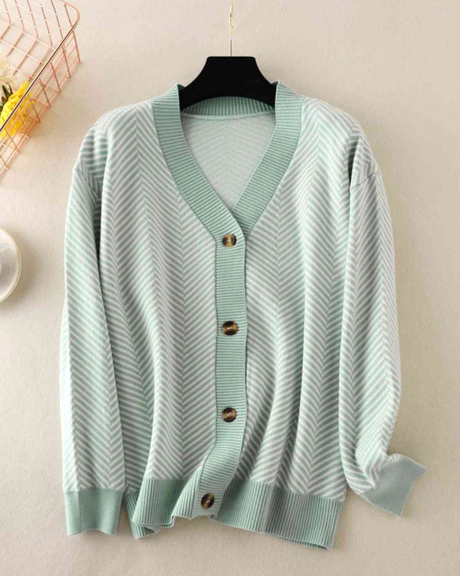Button Down V-Neck Cardigan