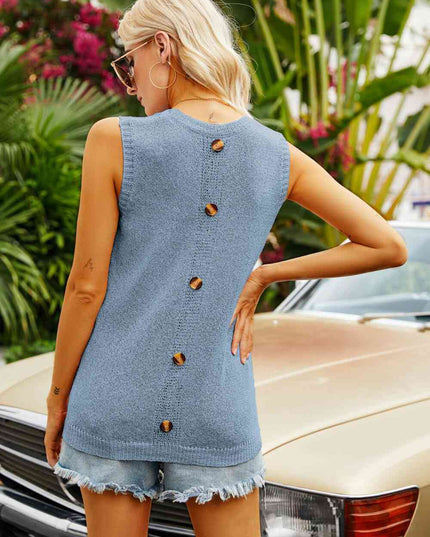 Buttoned Pocket Knit Tank
