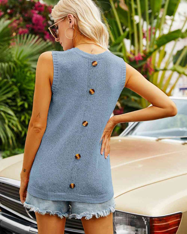 Buttoned Pocket Knit Tank