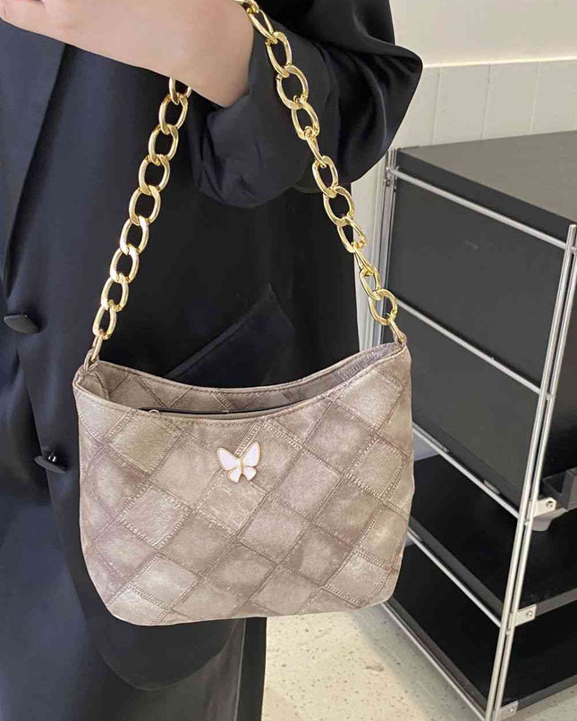 Butterfly Decor PU Leather Shoulder Bag