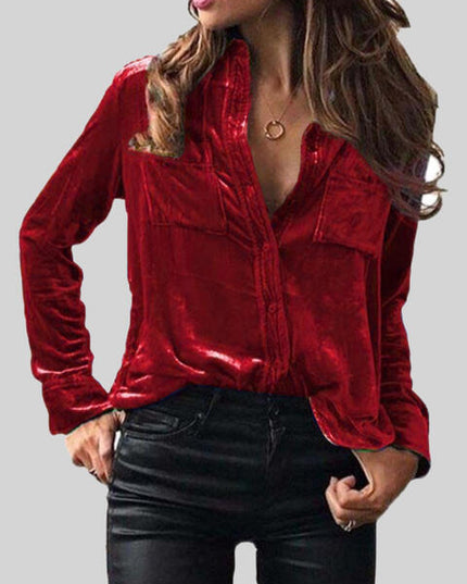 Button Up Collared Shirt with Breast Pockets