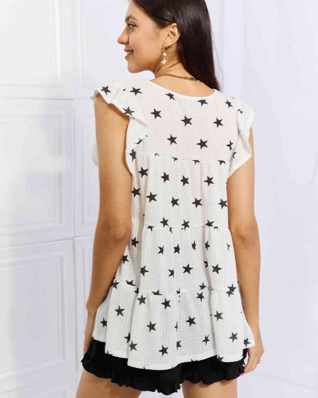 Heimish Shine Bright Full Size Butterfly Sleeve Star Print Top