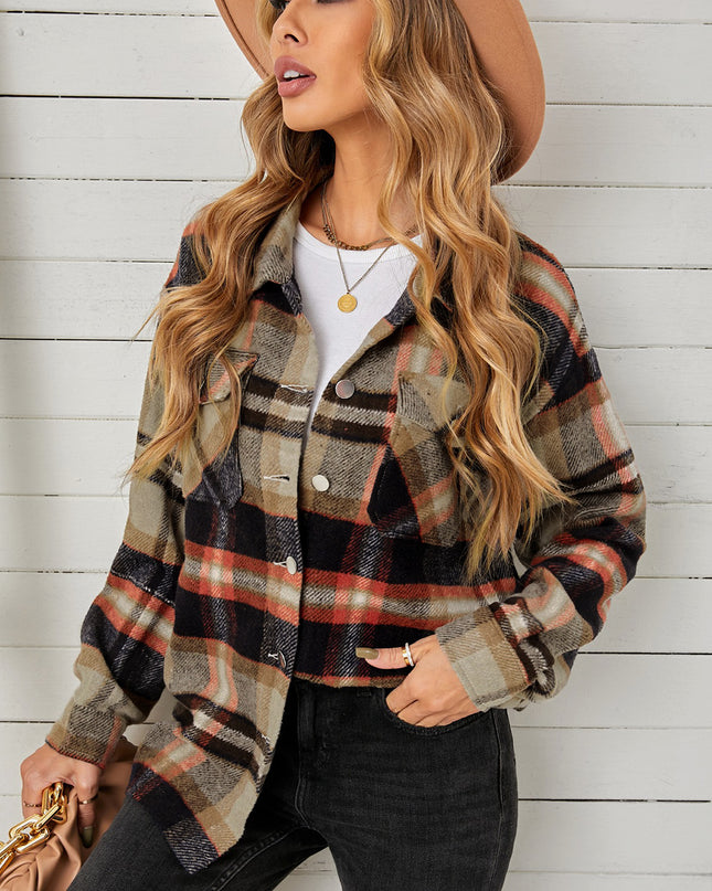 Plaid Pocketed Button Down Shacket