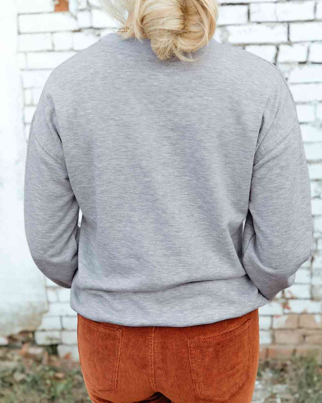 Graphic Dropped Shoulder Round Neck Sweatshirt