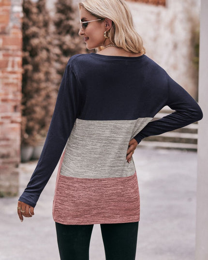 Color Block Twisted Detail Long Sleeve Top
