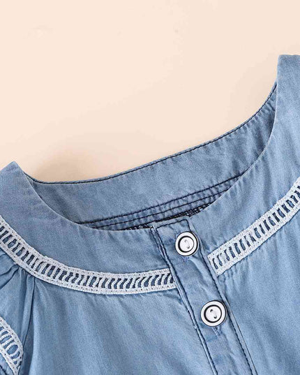 Contrast Round Neck Ruffle Hem Dress