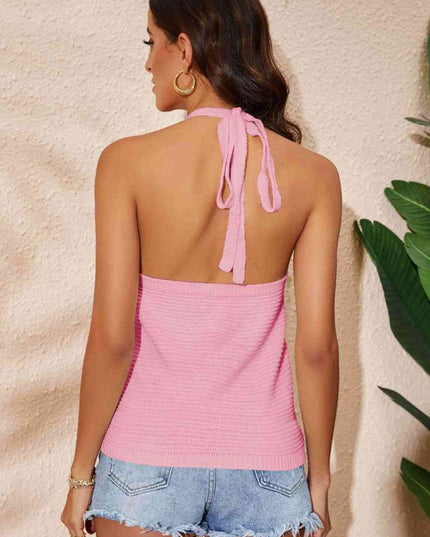 Rainbow Stripe Halter Neck Knit Tank