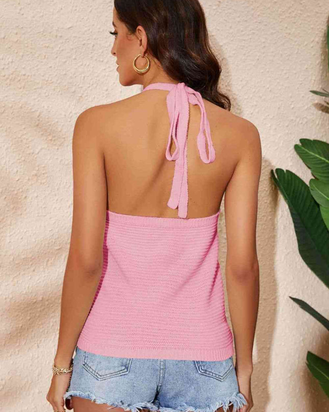 Rainbow Stripe Halter Neck Knit Tank
