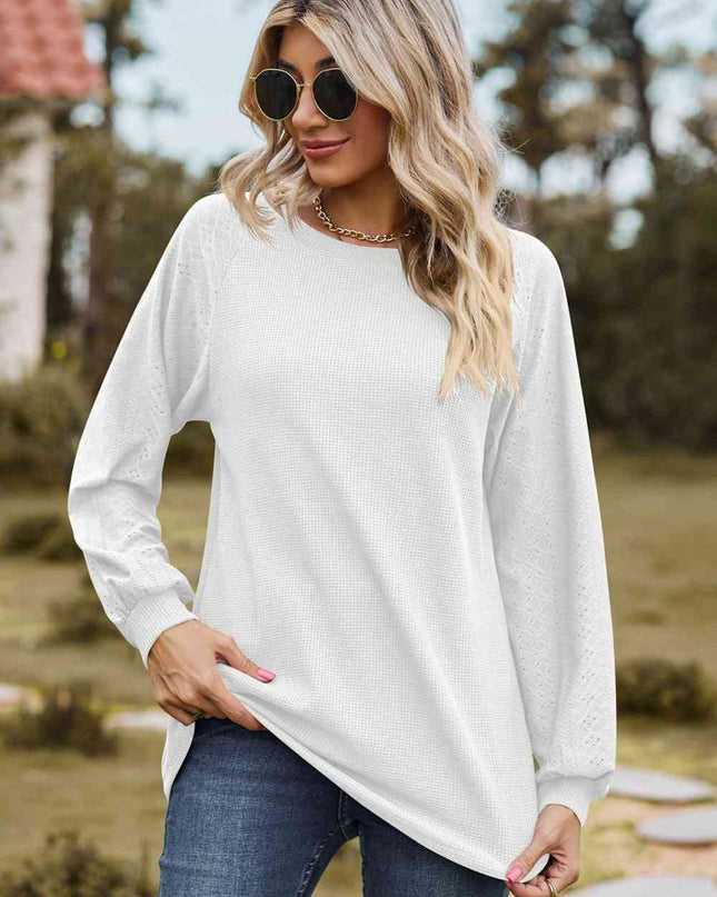 Round Neck Raglan Sleeve Sweatshirt