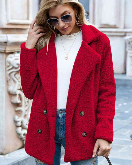 Full Size Lapel Collar Sherpa Coat