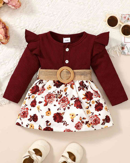 Floral Print Belted Short Dress
