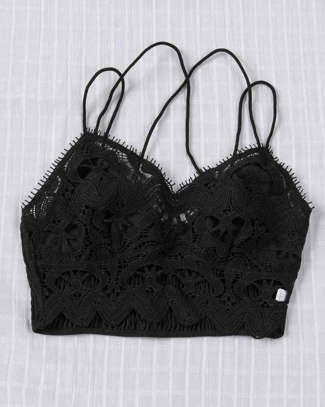 Smocked Eyelash Trim Lace Bralette