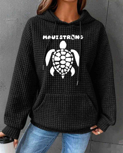 Full Size Turtle Graphic Drawstring Hoodie
