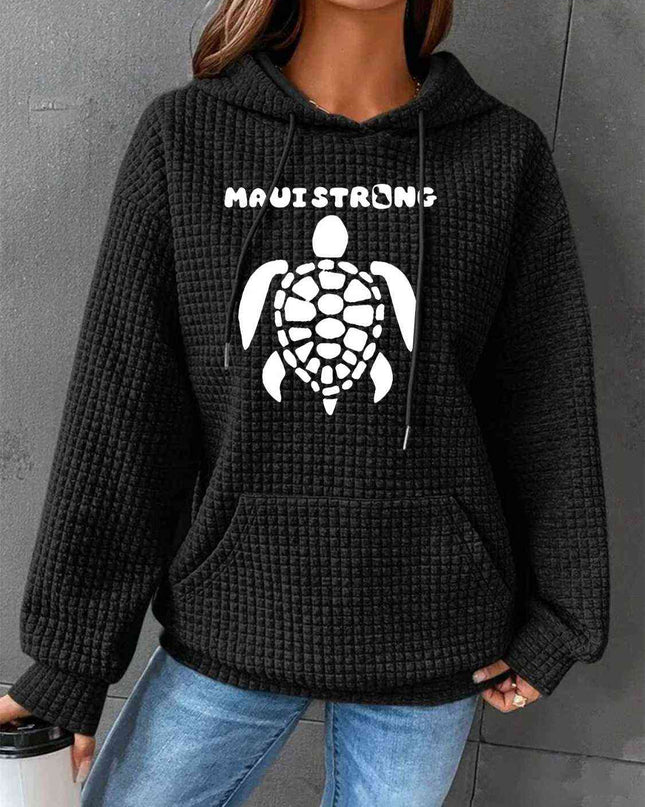 Full Size Turtle Graphic Drawstring Hoodie