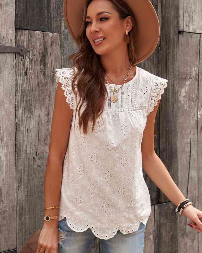 Sleeveless Eyelet Tank Top
