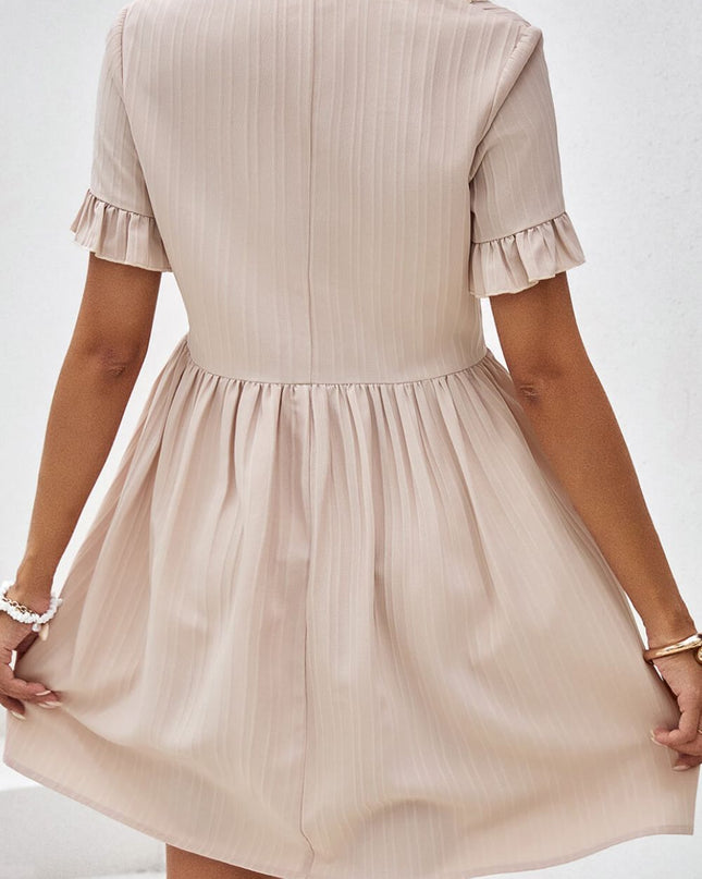 V-Neck Flounce Sleeve A-Line Dress