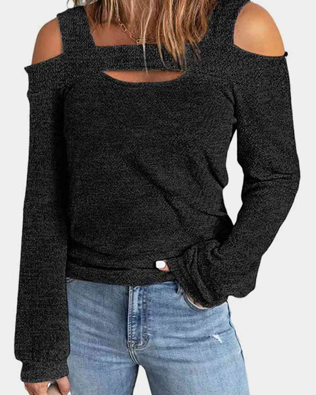 Full Size Cutout Cold Shoulder Blouse