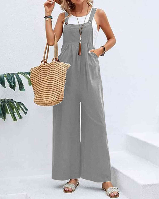 Full Size Wide Leg Overalls with Pockets