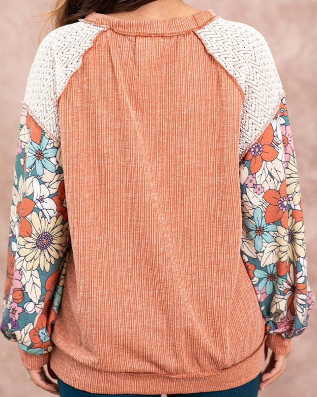 Exposed Seam Round Neck Blouse
