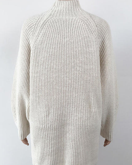 Mock Neck Dropped Shoulder Sweater Dress