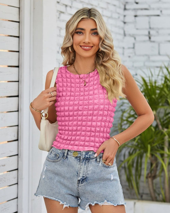 Textured Round Neck Tank
