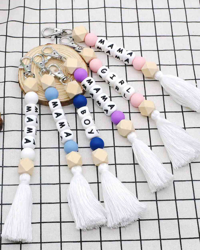 Assorted 2-Pack Mama Beaded Tassel Keychain