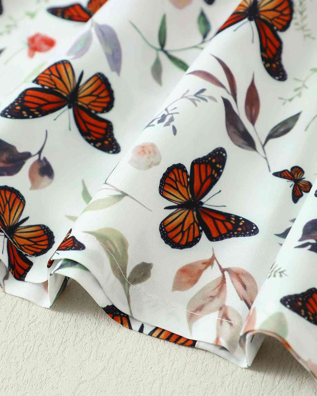 Butterfly Print Bow Detail Dress