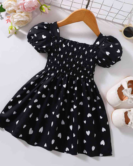 Printed Square Neck Smocked Dress