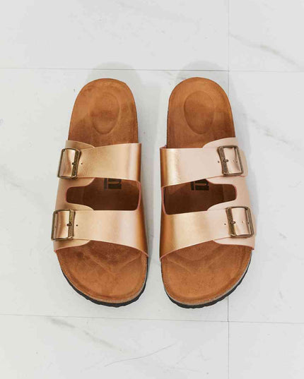 MMShoes Best Life Double-Banded Slide Sandal in Gold