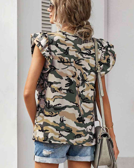 Camouflage Flutter Sleeve T-Shirt