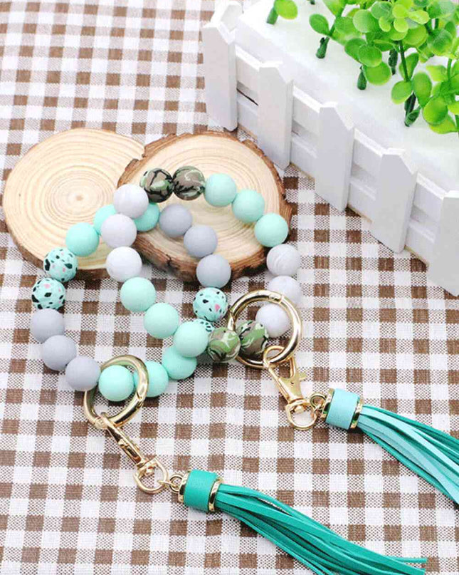 Assorted 2-Pack Multicolored Beaded Tassel Keychain