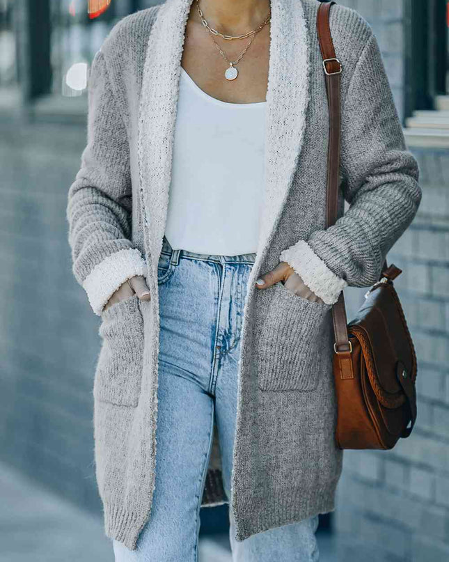 Open Front Pocketed Longline Cardigan