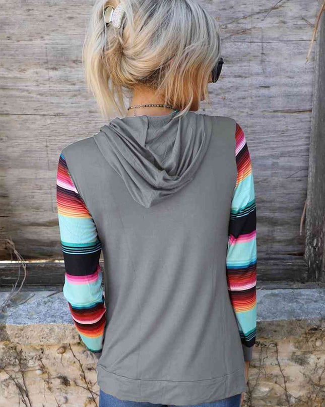 Striped Long Sleeve Hoodie