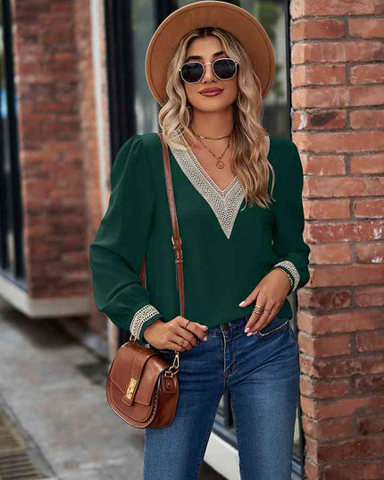 V-Neck Long Sleeve Blouse