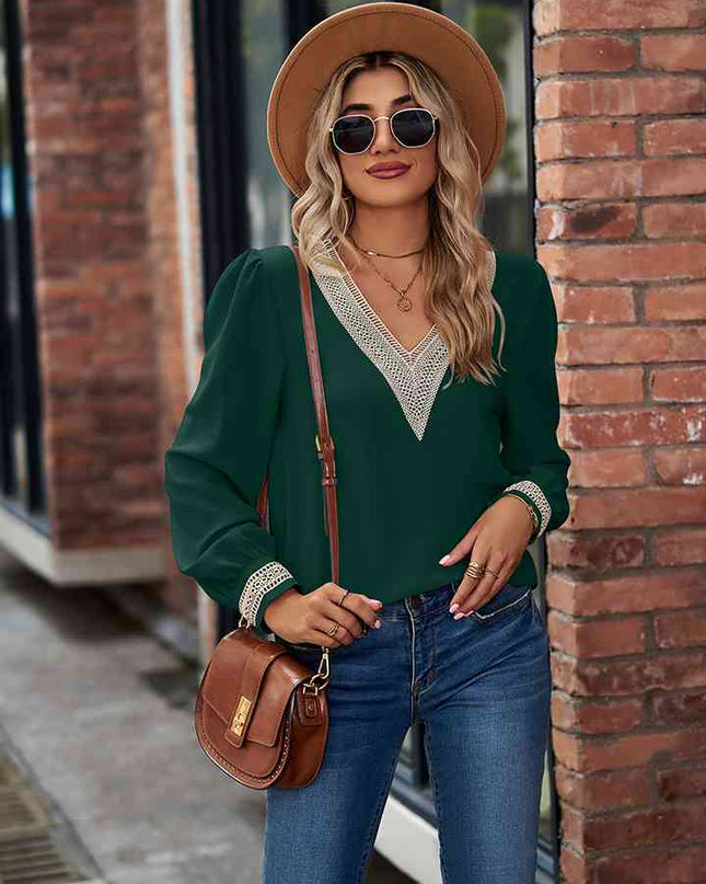 V-Neck Long Sleeve Blouse