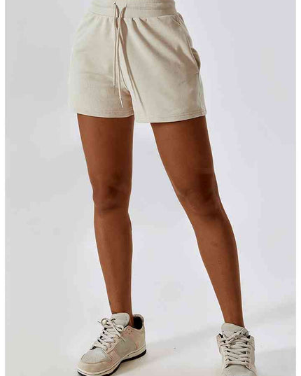 Drawstring Smocked Waist Sports Shorts