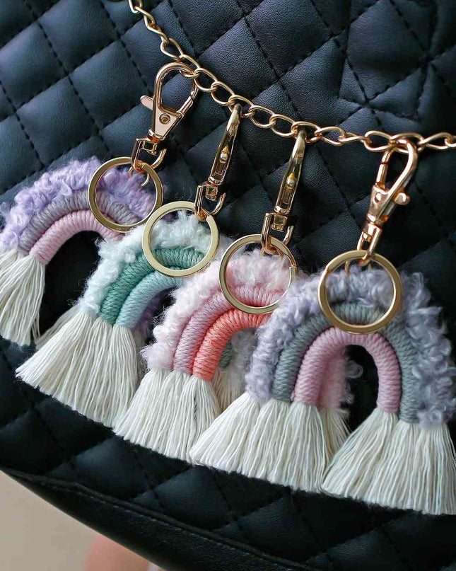 Fringe Trim Rainbow Key Chain