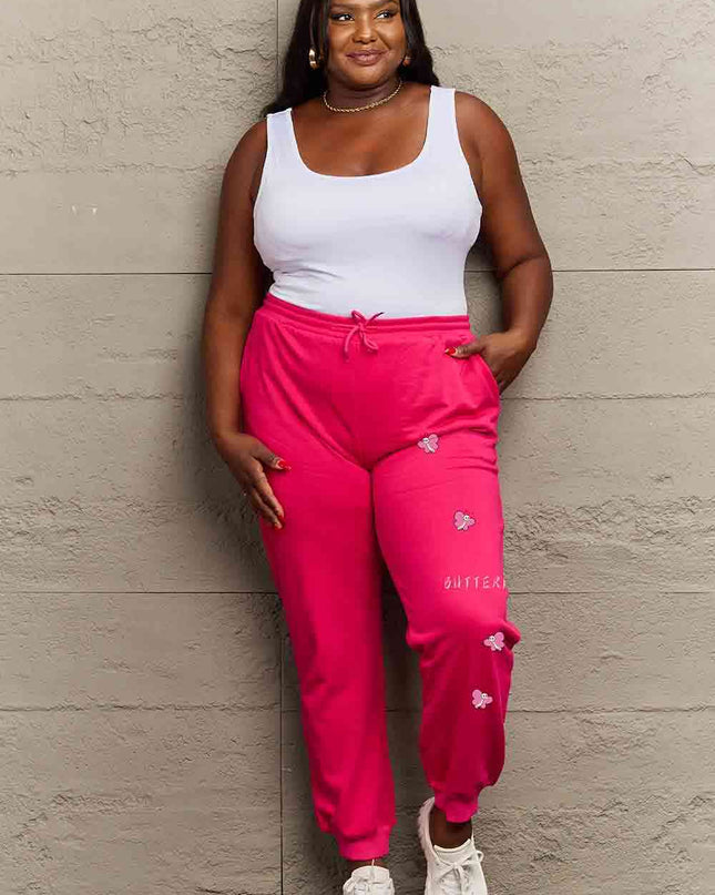 Simply Love Simply Love Full Size Drawstring BUTTERFLY Graphic Long Sweatpants