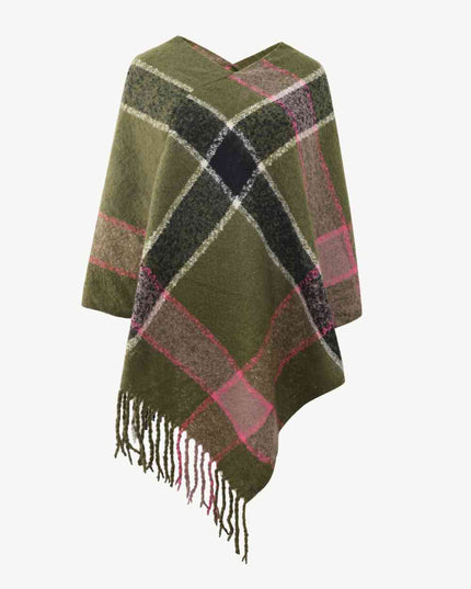 Plaid Fringe Detail Poncho